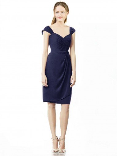 Knee Length Short Cap Sleeves Chiffon Cocktail Dress UK