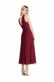 Midi Length Halter Plunging V-Back Chiffon Cocktail Dress UK