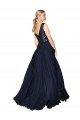 High Neck V-Neck Long Chiffon Cocktail Dress with Sequin Top UK