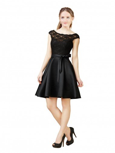 Lace and Satin Cocktail Dress with V-Back UK