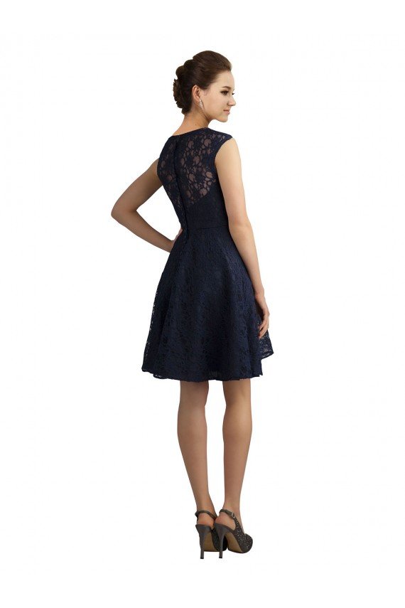 Short V-Neck Lace Cocktail Dress with Illusion Back UK