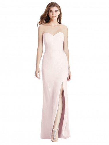 Strapless Crepe Trumpet Cocktail Dress with Front Slit UK