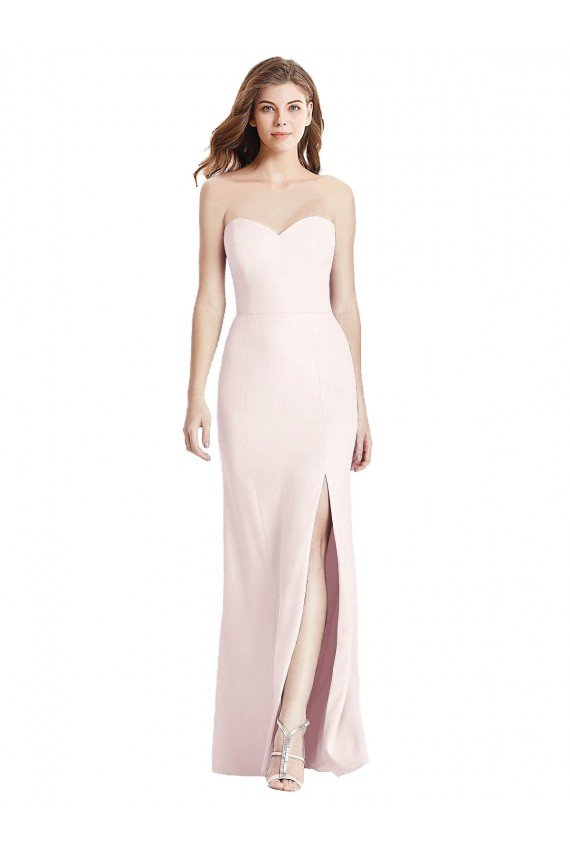 Strapless Crepe Trumpet Cocktail Dress with Front Slit UK