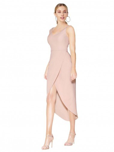 Short Knee Length Crepe Cocktail Dress UK