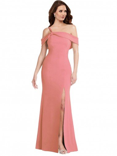 One Shoulder Draped Cuff Cocktail Dress with Front Slit UK