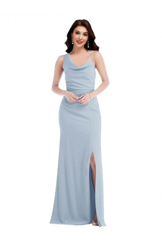 One Shoulder Draped Cowl Neck Cocktail Dress UK