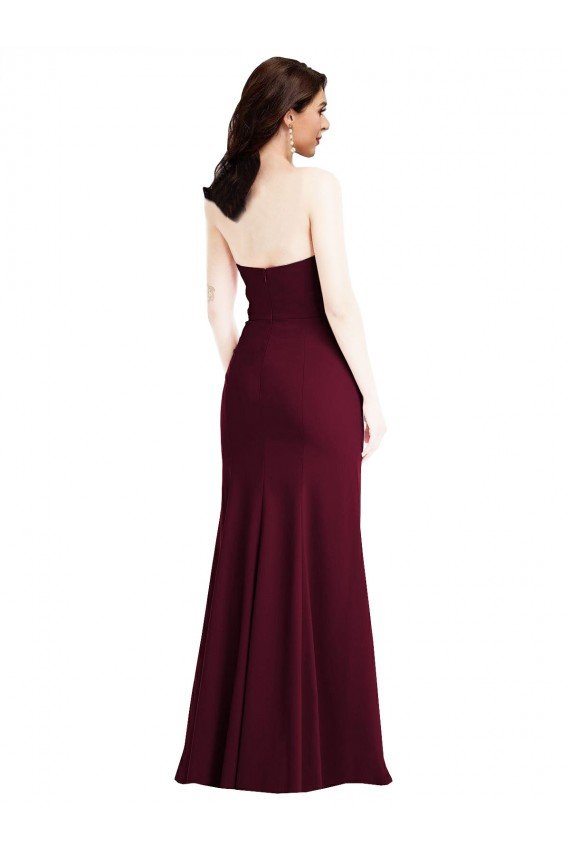 Strapless Crepe Cocktail Dress with Front Slit UK