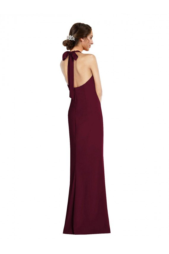 Tie Halter Open Back Trumpet Cocktail Dress UK