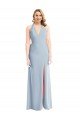 Plunge Neck Halter Backless Trumpet Cocktail Dress with Front Slit UK