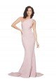 Long Sweep Train One Shoulder Crepe Cocktail Dress with Side Leg Split UK