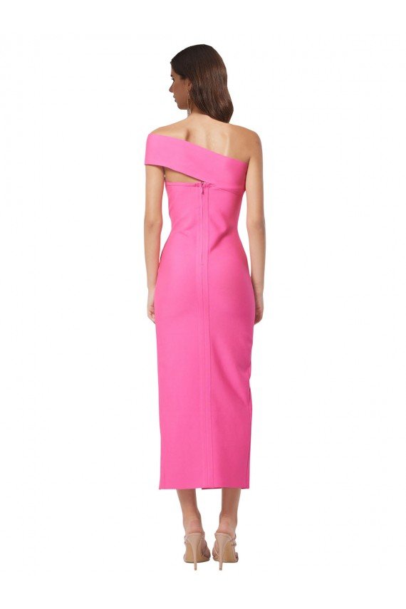 One Shoulder Neckline Short Midi Length Crepe Cocktail Dress UK