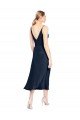 V-Neck Midi Length Short Stretch Satin Cocktail Dress V-Back UK