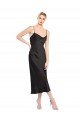 Cowl Neck Midi Length Short Stretch Satin Slip Cocktail Dress UK