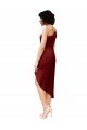 One Shoulder Midi Length Short Stretch Satin Wrap Style Cocktail Dress UK