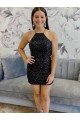 Halter Sleeveless Short Velvet Sequin Cocktail Dress UK