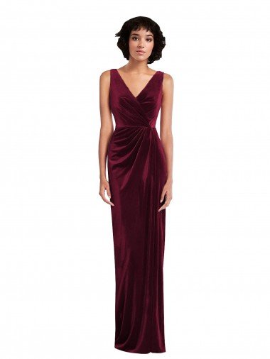 Draped Skirt Faux Wrap Velvet Cocktail Dress UK