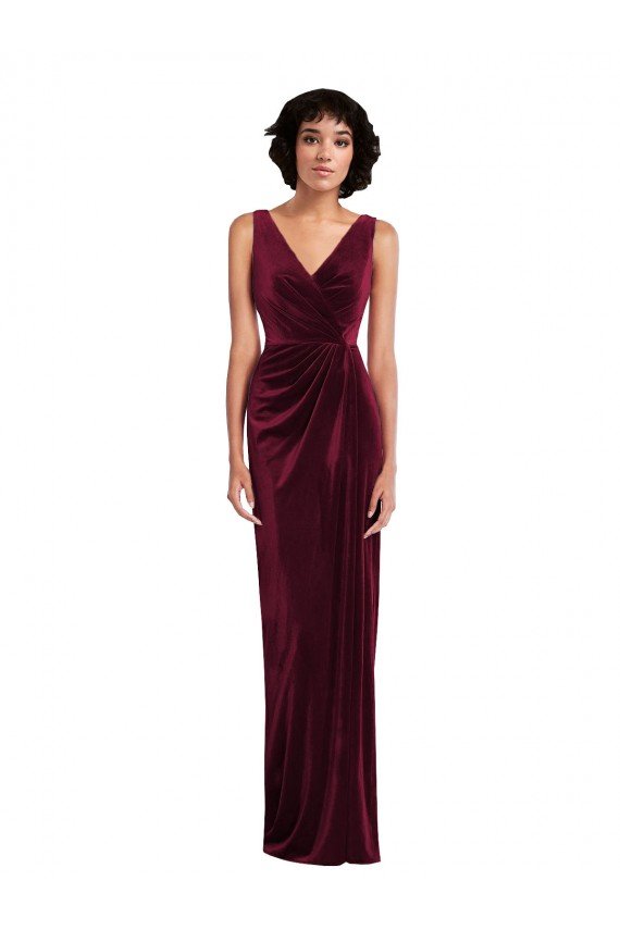 Draped Skirt Faux Wrap Velvet Cocktail Dress UK