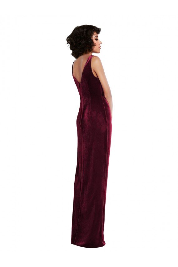 Draped Skirt Faux Wrap Velvet Cocktail Dress UK