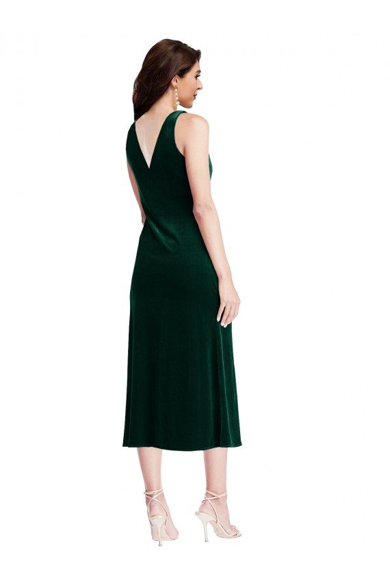 Cowl Neck Velvet Midi Length Cocktail Dress UK