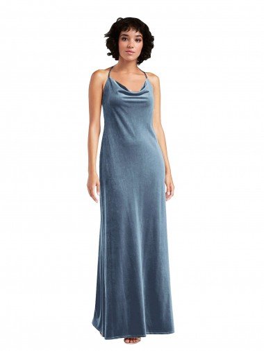 Cowl Neck Velvet Slip Cocktail Dress UK