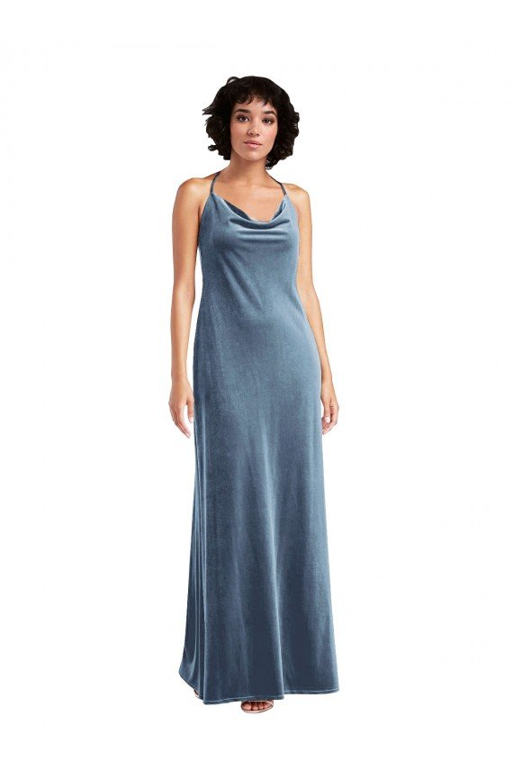 Cowl Neck Velvet Slip Cocktail Dress UK