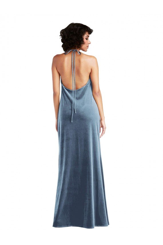 Cowl Neck Velvet Slip Cocktail Dress UK