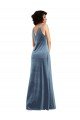 Stretch Velvet Floor Length Cowl Neck Long Cocktail Dress UK