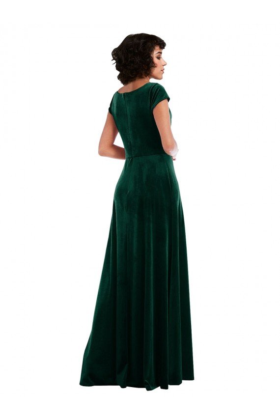 Cowl Neck Cap Sleeve Velvet Cocktail Dress with Pockets UK