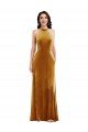 High-Neck Halter Velvet Cocktail Dress with Front Slit UK