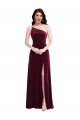 One Shoulder Spaghetti Strap Velvet Cocktail Dress with Pockets UK