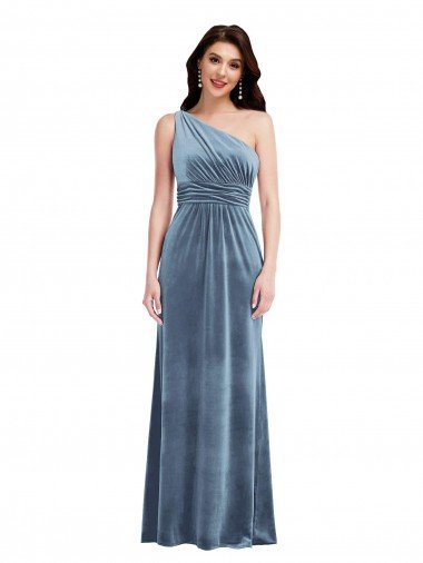 One Shoulder Draped Velvet Cocktail Dress UK