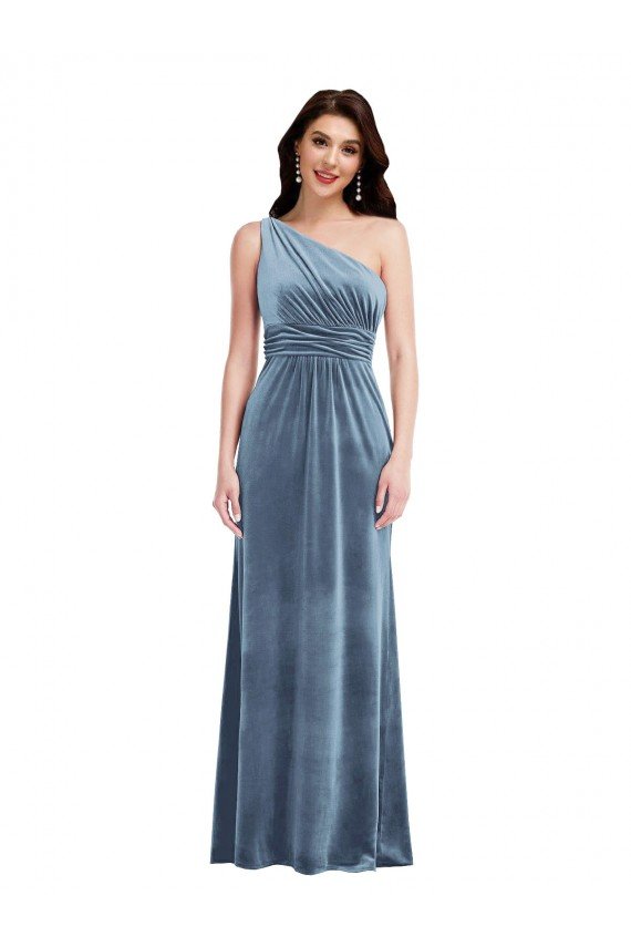 One Shoulder Draped Velvet Cocktail Dress UK