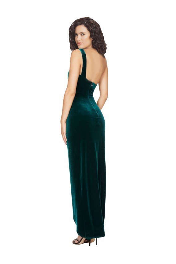 One Shoulder Velvet Front Wrap Cocktail Dress  UK