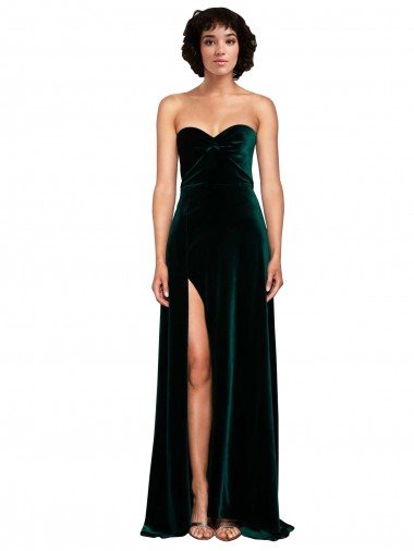 Sweetheart Fluid Velvet Cocktail Dress with High Split UK